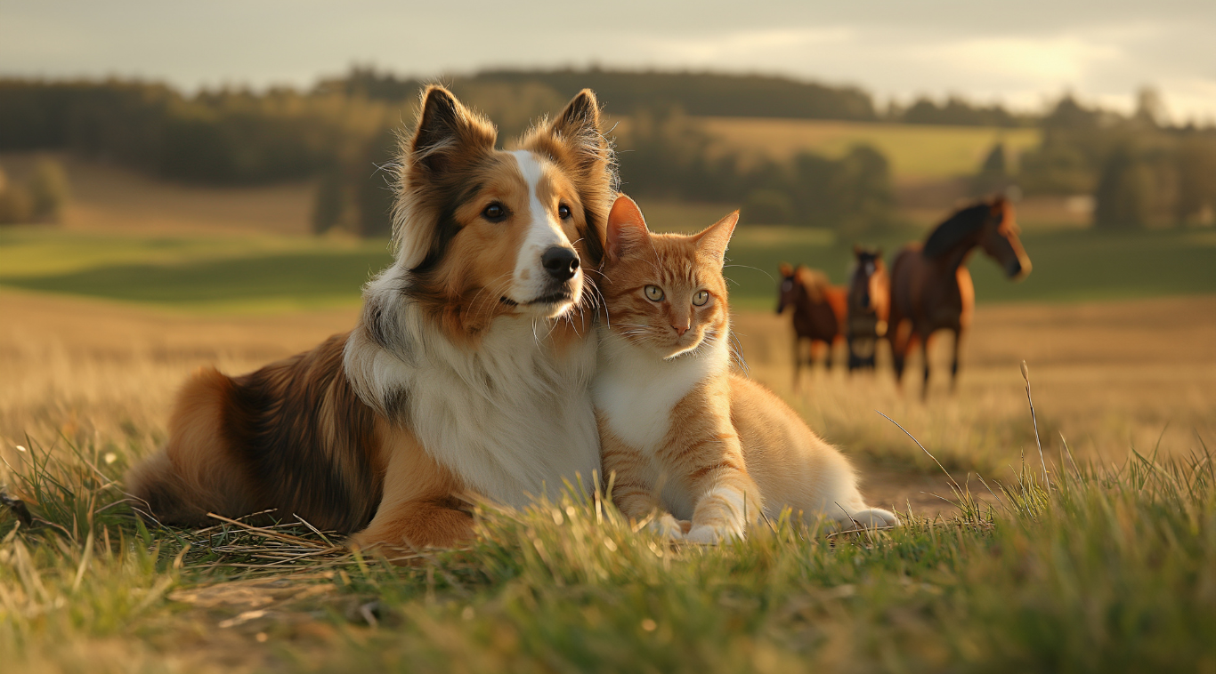 DOCTR care Produkte Hund, Katze, Pferde im Hintergrund in der Natur